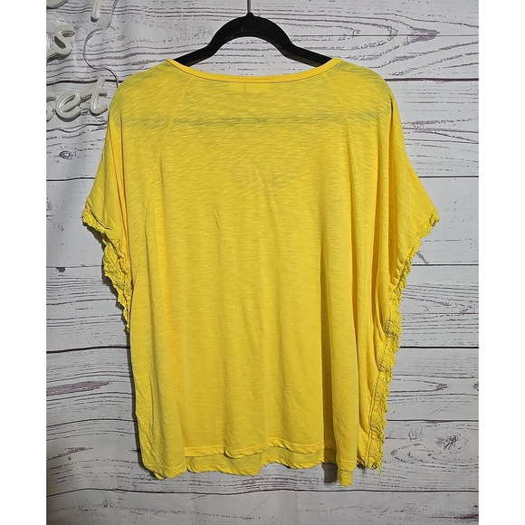 Cato Yellow V-Neck Lightweight Oversized Short Sleeve Boho Top Womans Size XL - Picture 2 of 5